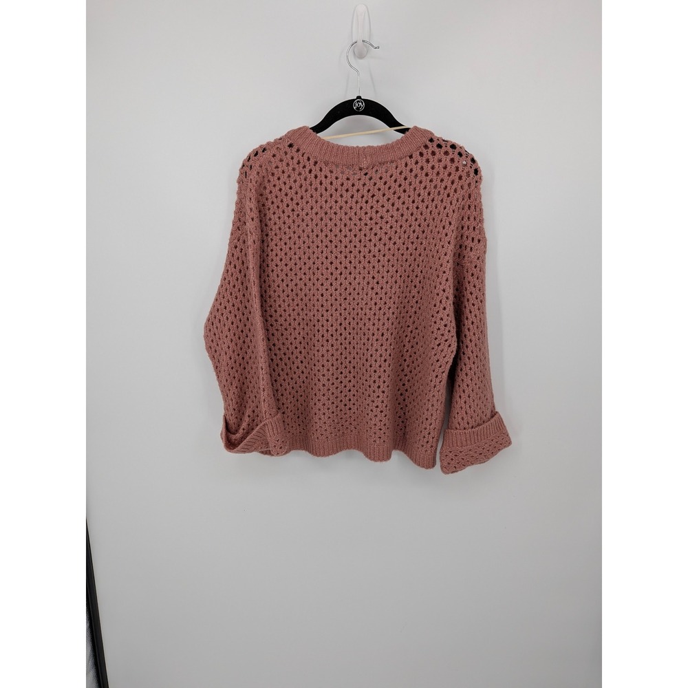 Democracy Crochet Open Knit Sweater Womens Medium Pink Mauve Soft Boho‎ Spring - Picture 5 of 8